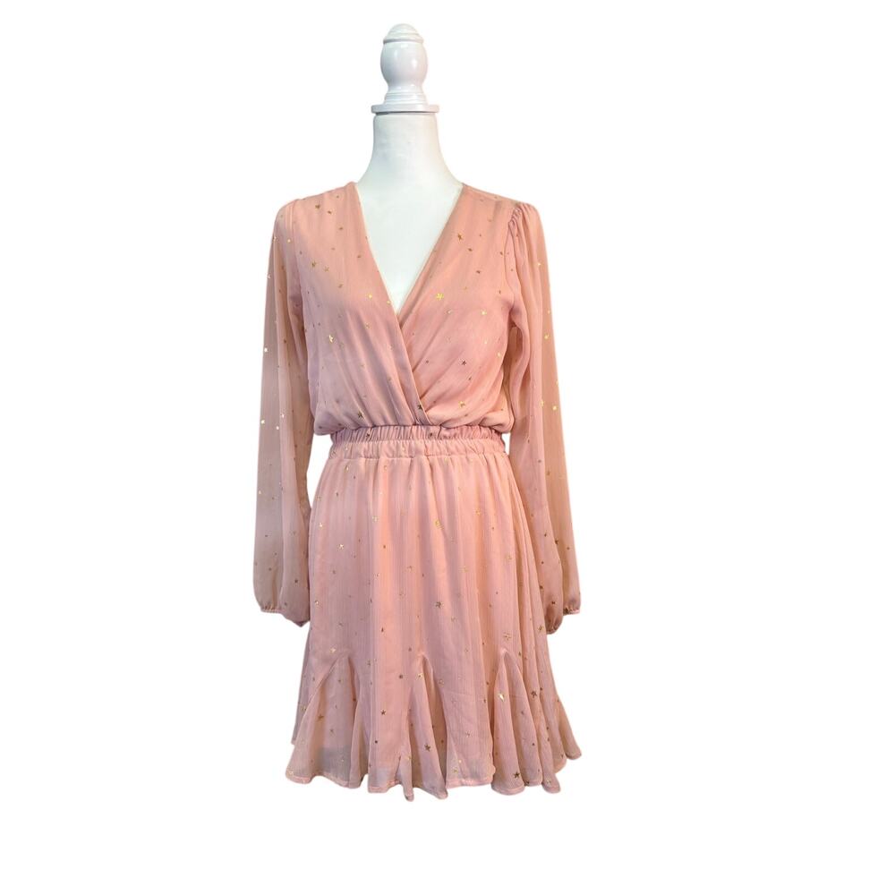 Mi ami Francesca's blush pink gold star mini dress size medium
